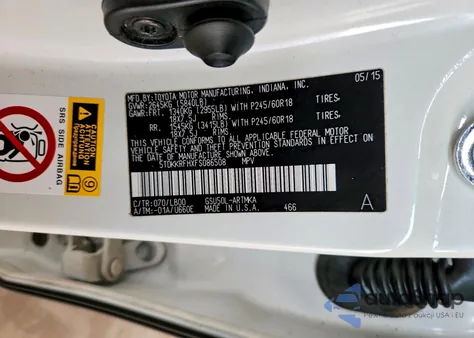 2015 Toyota Highlander Xle from USA, damaged, VIN 5TDKKRFHXFS086508